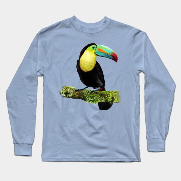 Hand drawn of Toucan bird. Long Sleeve T-Shirt by Lewzy Design